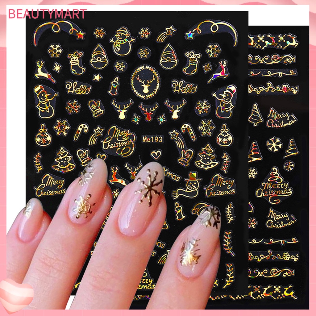 Nhãn Dán Móng Tay Tự Dính Siêu Mỏng Chủ Đề Giáng Sinh 3D DIY