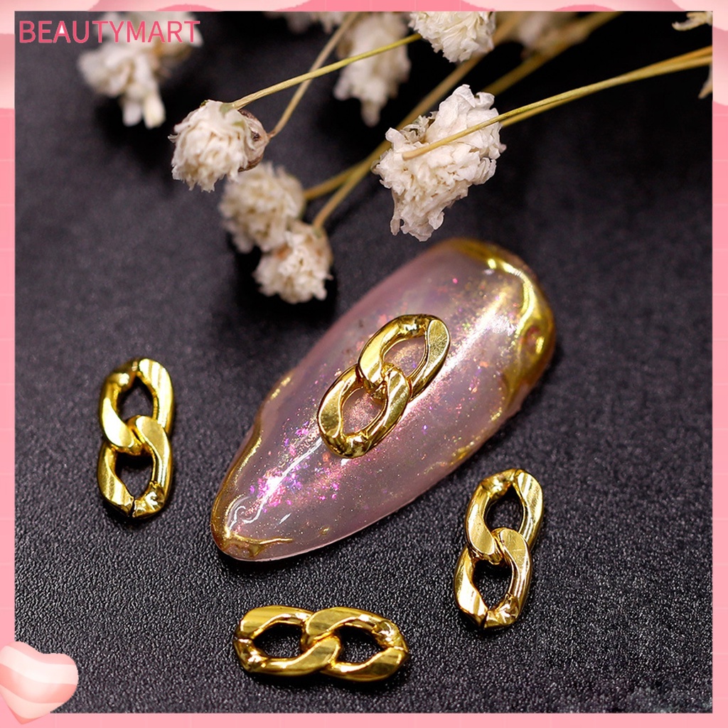 Set 10 Phụ Kiện Trang Trí Móng Tay 3D Bằng Kim Loại Chống Rỉ Màu Sắc Sống Động