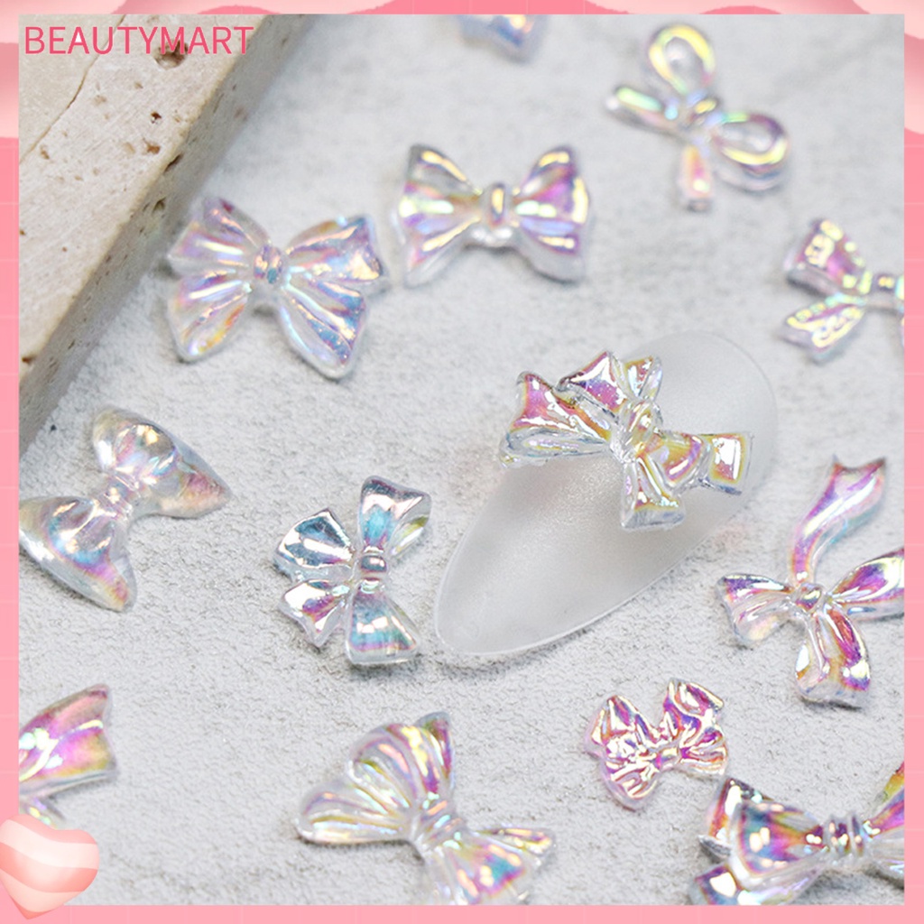 Set 50 Phụ Kiện Trang Trí Móng Nghệ Thuật 3D Hình Nơ Màu Aurora