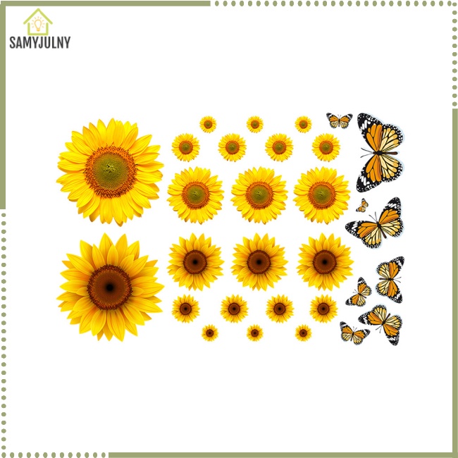 Sticker Dán Tường Hình Hoa Hướng Dương Và Bướm