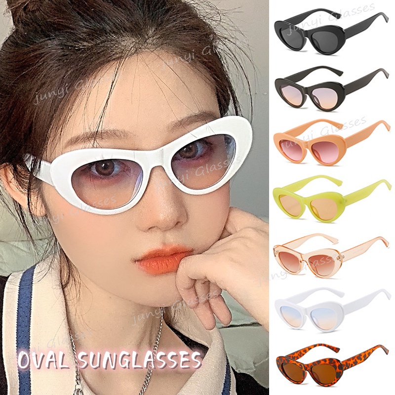 Kính Mát Hình Oval Nhỏ Chống Tia UV400 Thời Trang Phong Cách Retro Dành Cho Nữ