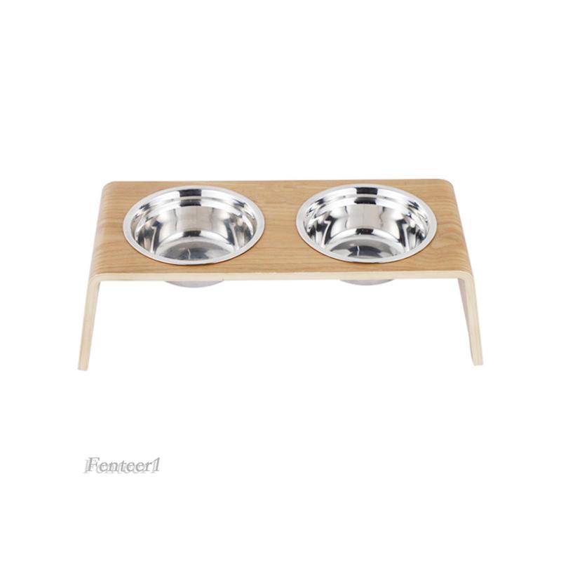 [Fenteer1] Bát Đựng Thức Ăn Nước Uống Bằng Kim Loại Với 2 Bát Thép Không Gỉ Cho Thú Cưng