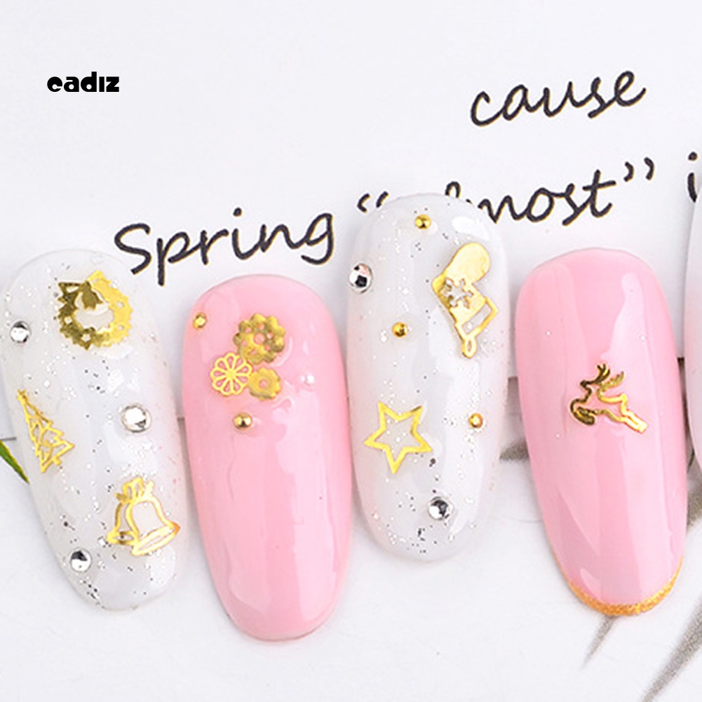 Set 2 Hộp Phụ Kiện Trang Trí Móng Tay Nghệ Thuật Kiểu Bánh Răng Lá Giáng Sinh Bắt Mắt