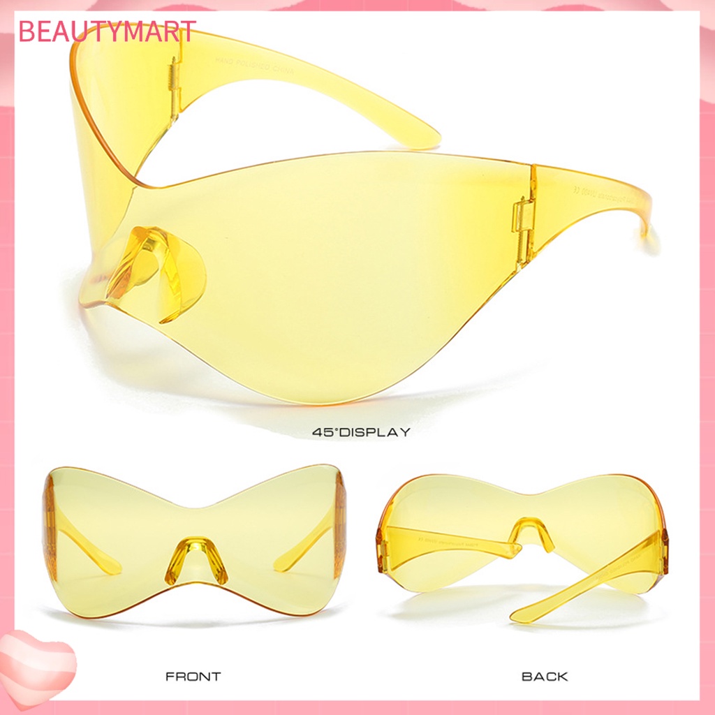 Kính Mát Một Mảnh Không Gọng Trong Suốt Chống Tia UV Phong Cách Punk Dành Cho Nam Nữ