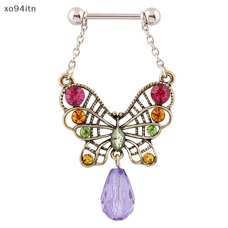 Khuyên Nhũ Hoa Bằng Thép Không Gỉ Màu Sắc Đồng Hình Bướm Sáng Tạo Quyến Rũ Cho Nữ