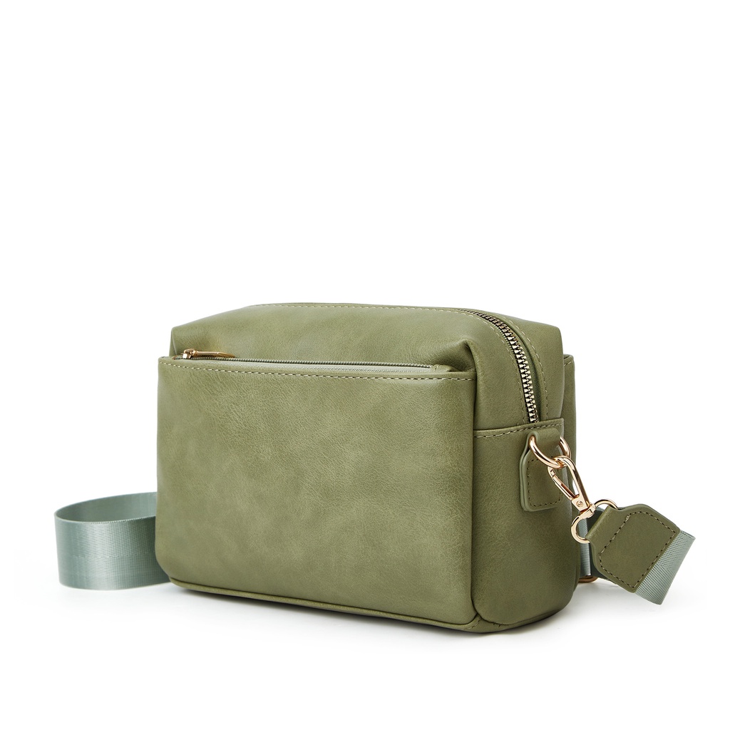 Túi Đeo Chéo Da PU Dáng Vuông Nhỏ Có Khóa Kéo Chống Thấm Nước Thời Trang Cho Nữ