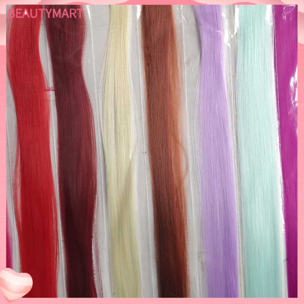 Bộ 2 Tép Tóc Giả Nối Dài Thẳng / Xoăn Màu Sắc Sống Động Không Để Lại Dấu Dễ Sử Dụng