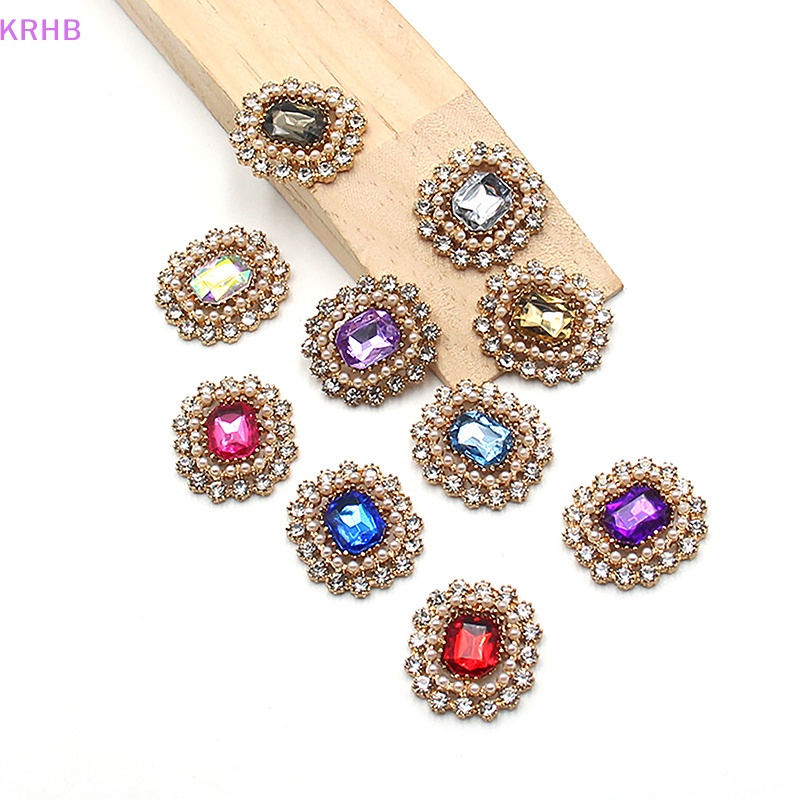 Set 2 Phụ Kiện Nút Hợp Kim Hình Vương Miện Đính Đá Trang Trí Vòng Tay / Vòng Tay DIY Mới