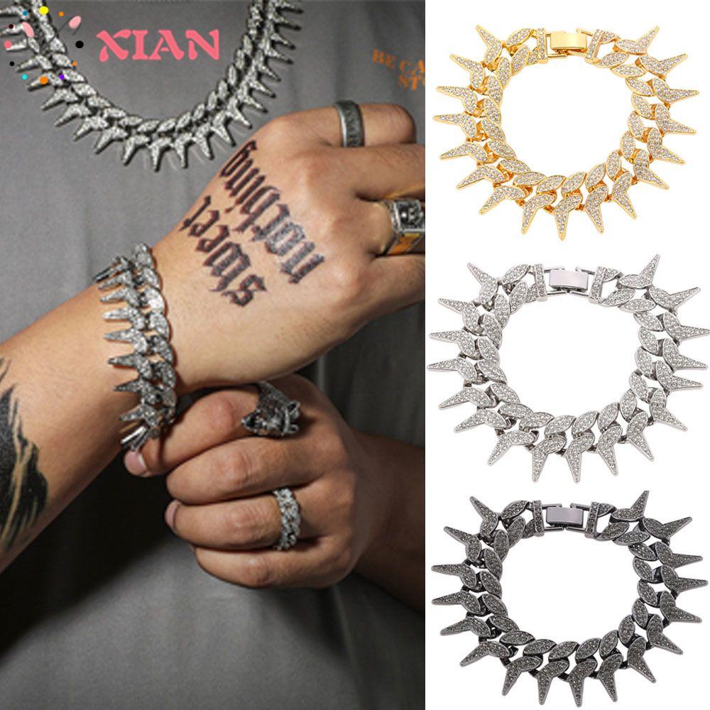 Xiatin Full Đầu|Vòng Đeo Tay Chiều Rộng 15mm Lấp Lánh Phong Cách Hip Hop Thời Trang Cho Nam Và Nữ