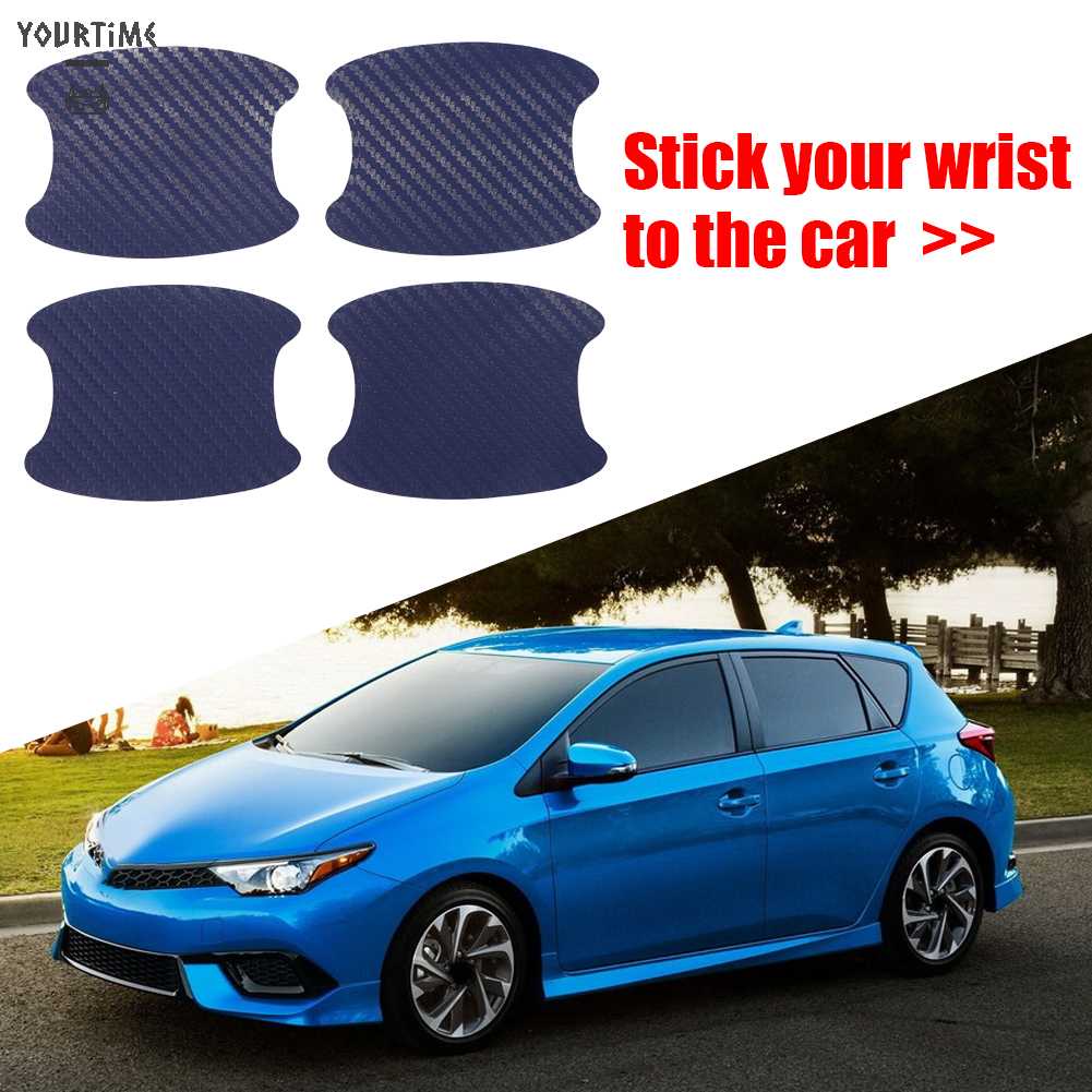 Bộ 4 Miếng Dán Bảo Vệ Tay Nắm Cửa Xe Hơi Bằng Sợi Carbon Cao Cấp