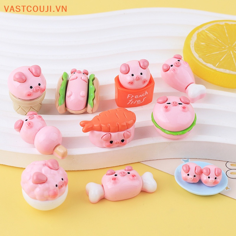 Phụ Kiện Trang Trí Điện Thoại Hình Chú Heo Hồng 3D Bằng Nhựa Resin Dễ Thương DIY