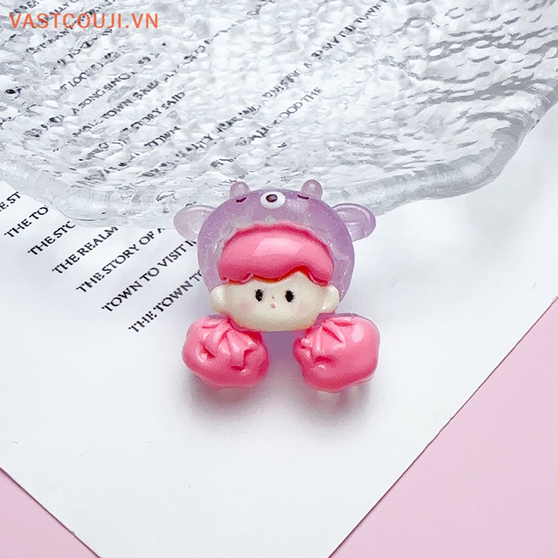 SANRIO Bộ 5 Kẹp Tóc Hình Ly Bắp Rangji Mini Bằng Resin Dạ Quang DIY