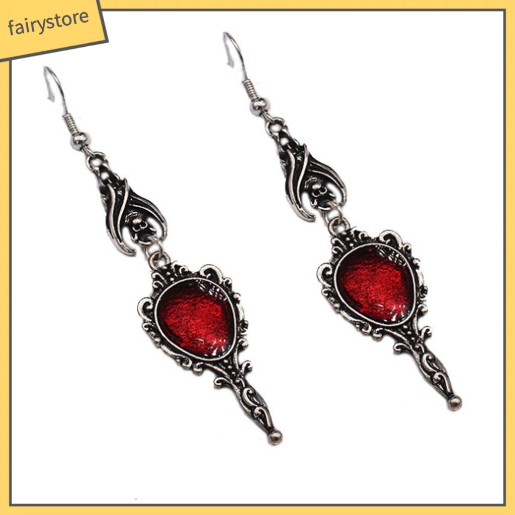 1 Đôi Bông Tai Hình Dơi Tráng Gương Phong Cách Gothic Punk Cổ Điển Thời Trang