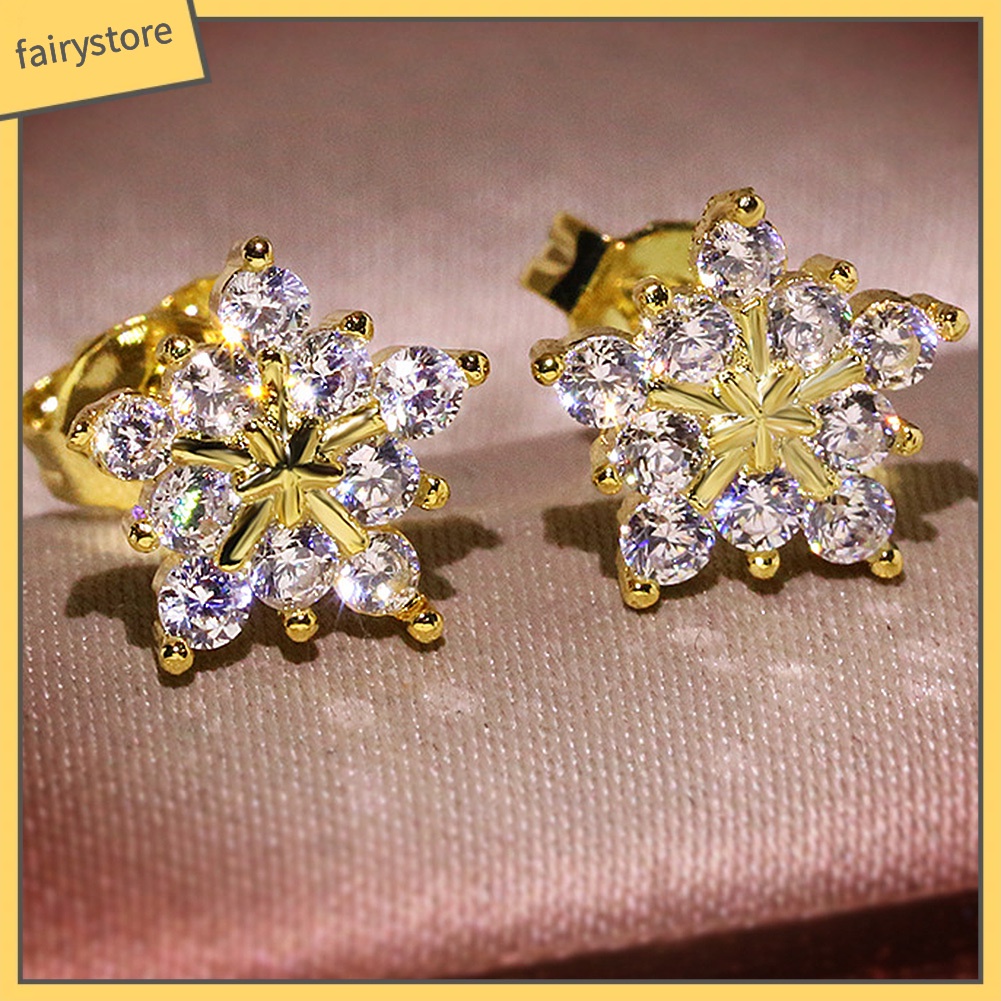 Bông Tai Hình Bông Tuyết Đính Đá Thời Trang Dành Cho Nữ