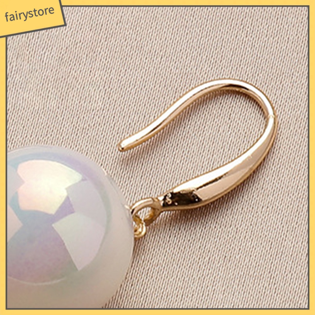 1 Đôi Bông Tai Đính Ngọc Trai Giả Màu Trắng Sáng Bóng Thanh Lịch Dành Cho Nữ