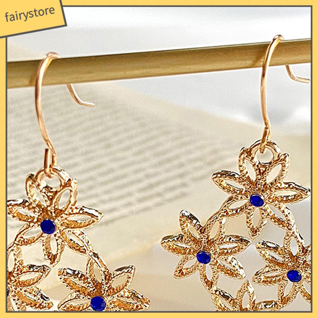 1 Cặp Bông Tai Móc Hình Hoa Rỗng Phong Cách Bohemian