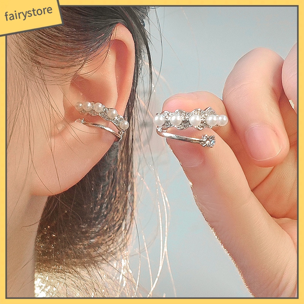 1 Đôi Bông Tai Dạng Kẹp Đính Ngọc Trai Giả Phong Cách Pháp Thời Trang Dự Tiệc