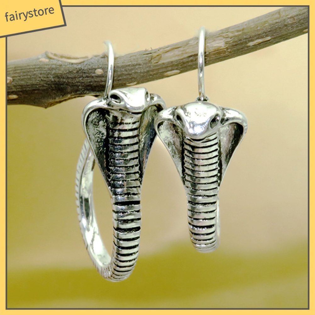 Khuyên Tai Móc Lủng Lẳng Mặt Hình Rắn Cobra Chạm Khắc Cổ Điển Cho Nữ [FRO]