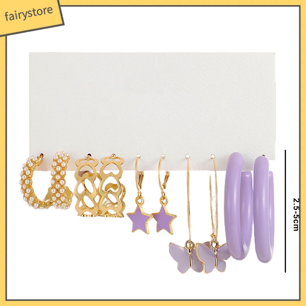 Set 5 Đôi Bông Tai Hình Tròn Họa Tiết Hình Học Thời Trang Cho Nữ