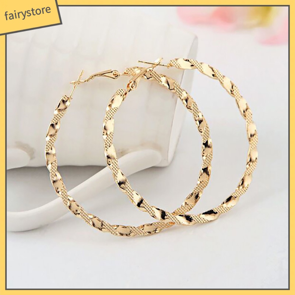 Khuyên Tai Vòng Tròn Lớn Xoắn Lớn Thời Trang Cho Nữ