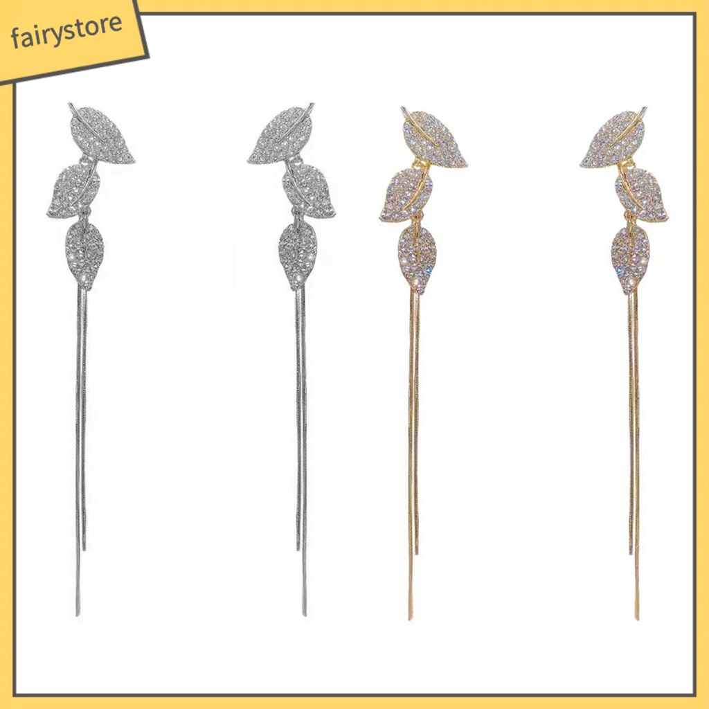 1 Đôi Bông Tai Dáng Dài Hình Chiếc Lá Phong Cách Ins Dành Cho Cô Dâu