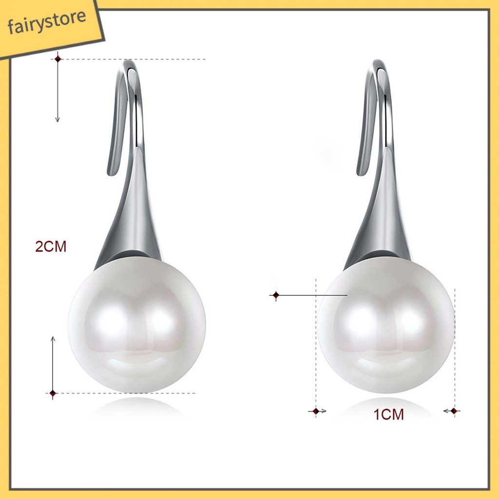 1 Đôi Bông Tai Bạc 925 Đính Ngọc Trai Giả Kiểu Dáng Đơn Giản Dành Cho Nữ