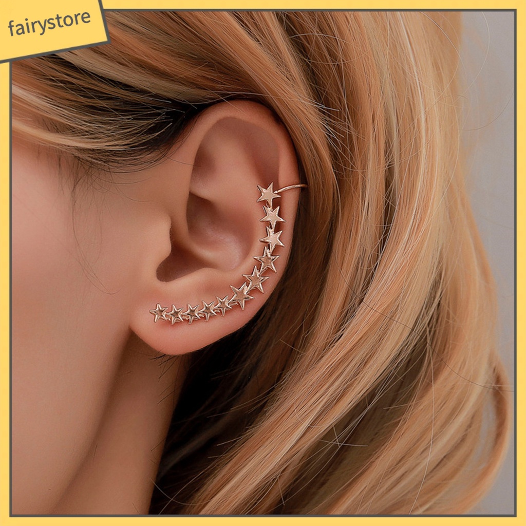 1 Chiếc Bông Tai Kẹp Hình Ngôi Sao Năm Cánh Trọng Lượng Nhẹ Chống Dị Ứng Dễ Phối Đồ Dành Cho Nữ