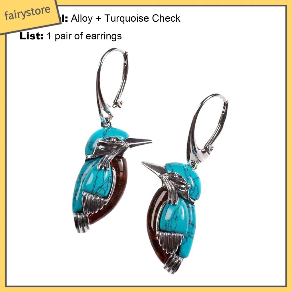 1 Đôi Bông Tai Hình Chim Tự Nhiên Phong Cách Vintage Dành Cho Nữ