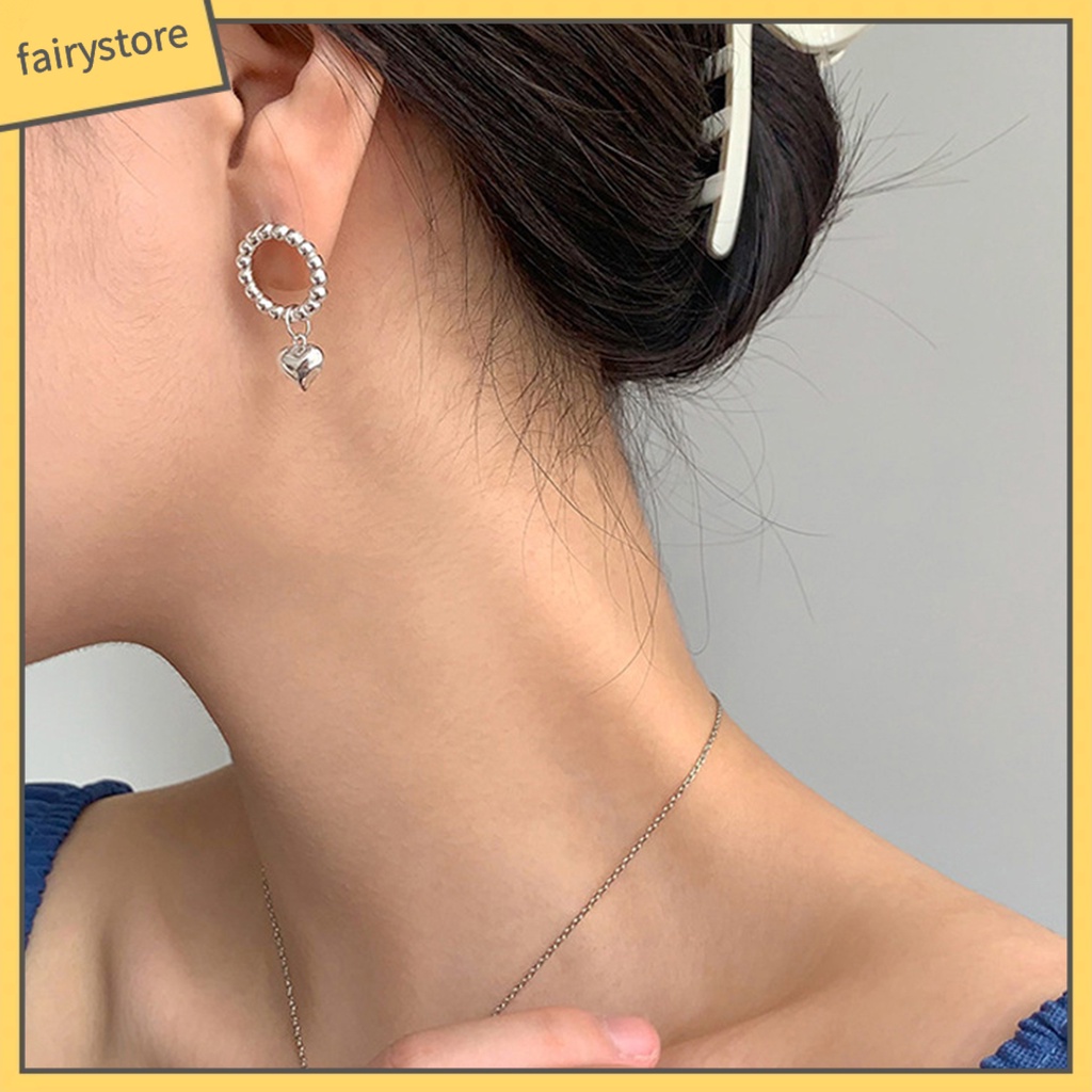 1 Đôi Bông Tai Hình Trái Tim Bề Mặt Mịn Phong Cách Hàn Quốc Dành Cho Nữ