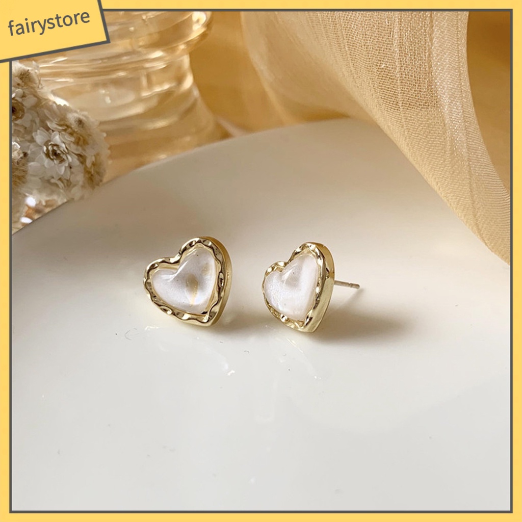 1 Đôi Bông Tai Hình Trái Tim Mạ Điện Phong Cách Hàn Quốc Dành Cho Nữ