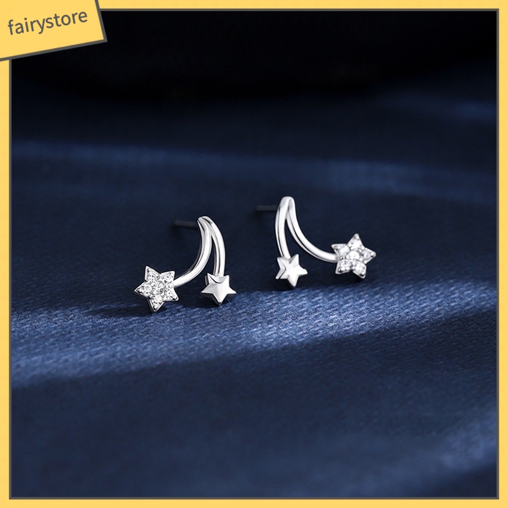 1 Đôi Bông Tai Hình Ngôi Sao Năm Cánh Đính Đá Màu Sắc Ngọt Ngào