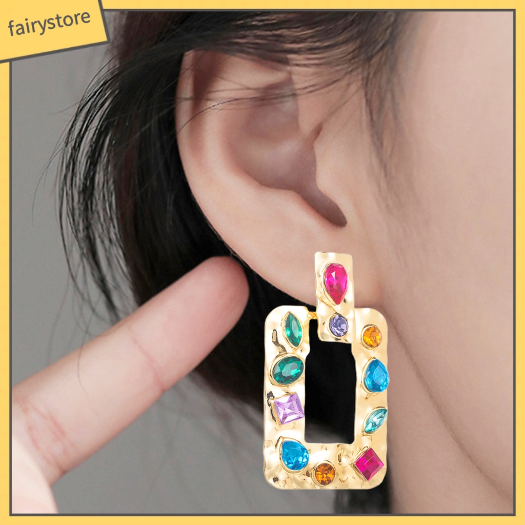 1 Đôi Bông Tai Đính Đá Sang Trọng Phong Cách Vintage