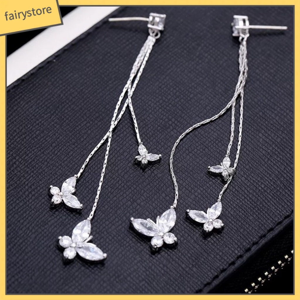 1 Đôi Bông Tai Hình Bướm Đính Đá Lấp Lánh Dành Cho Nữ