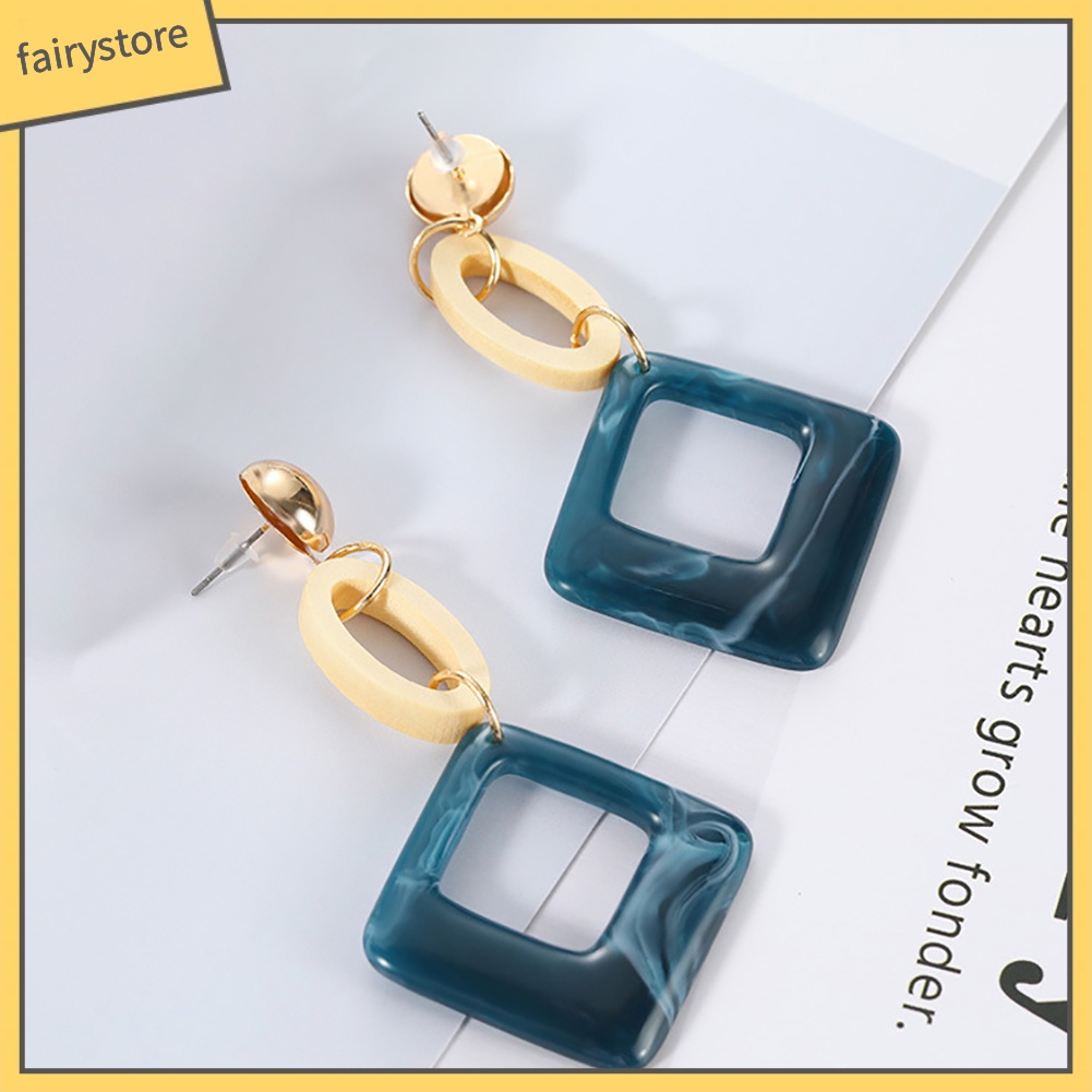 Bông Tai Hình Thoi Tròn Phong Cách Vintage Dành Cho Nữ