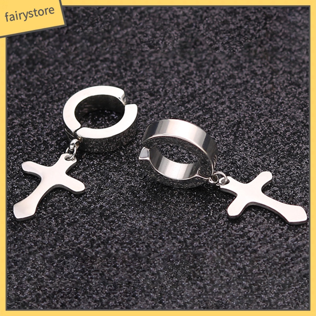 1 Đôi Bông Tai Hình Chữ Thập Phong Cách Hip Hop Đơn Giản Dành Cho Nam Nữ