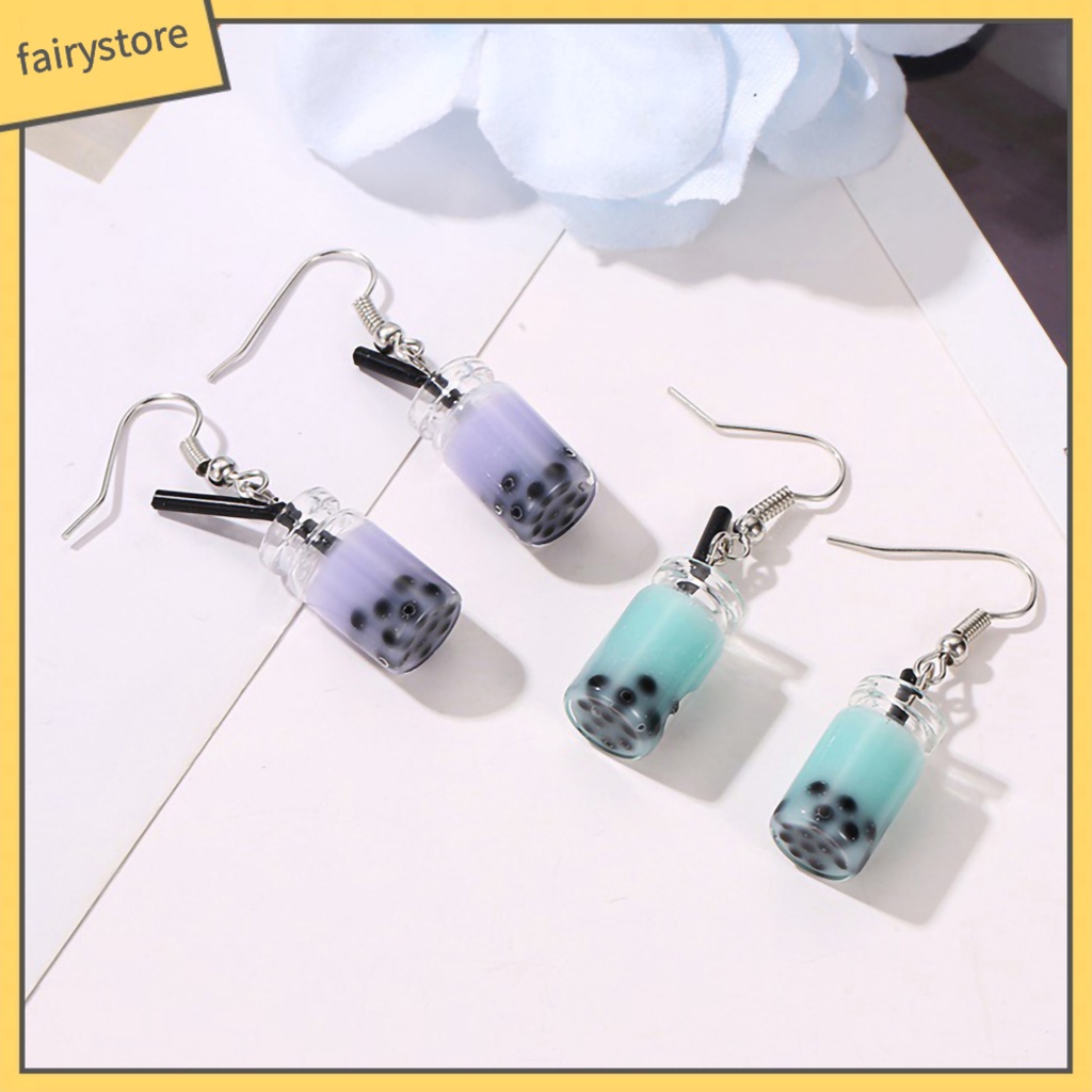 Bông Tai Dáng Dài Hình Ly Trà Sữa Độc Đáo Thời Trang Dự Tiệc Cho Nữ