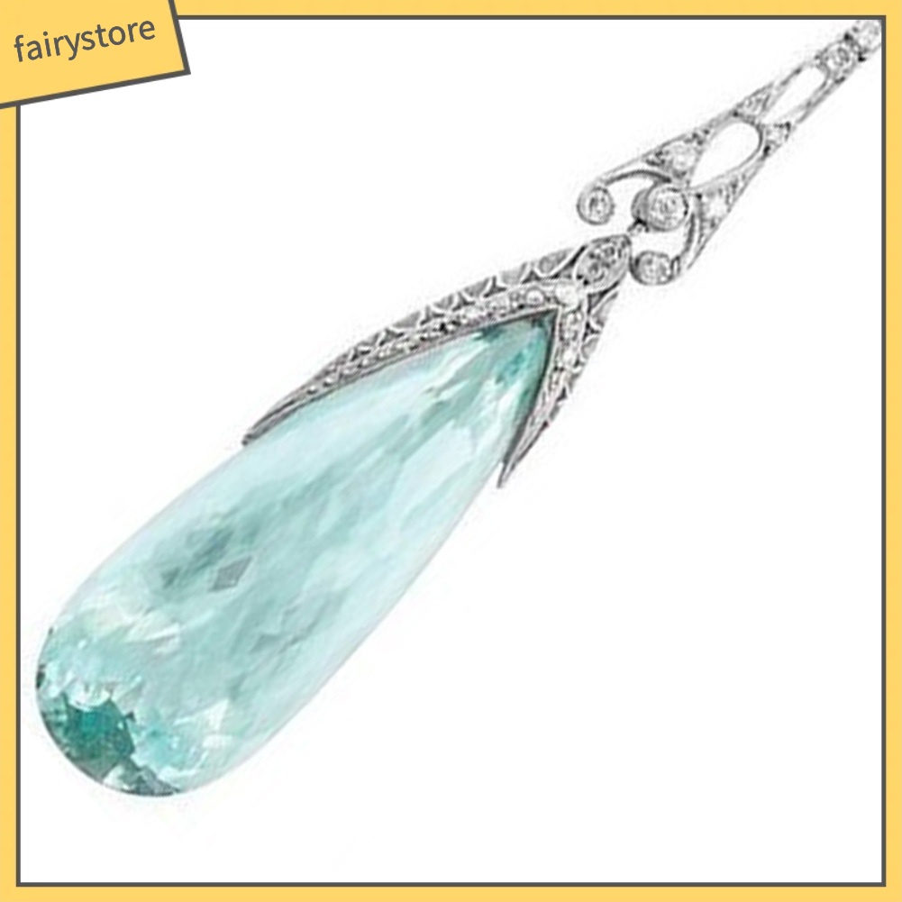 Bông Tai Dài Đính Đá Aquamarine Nhân Tạo Thanh Lịch Cho Nữ