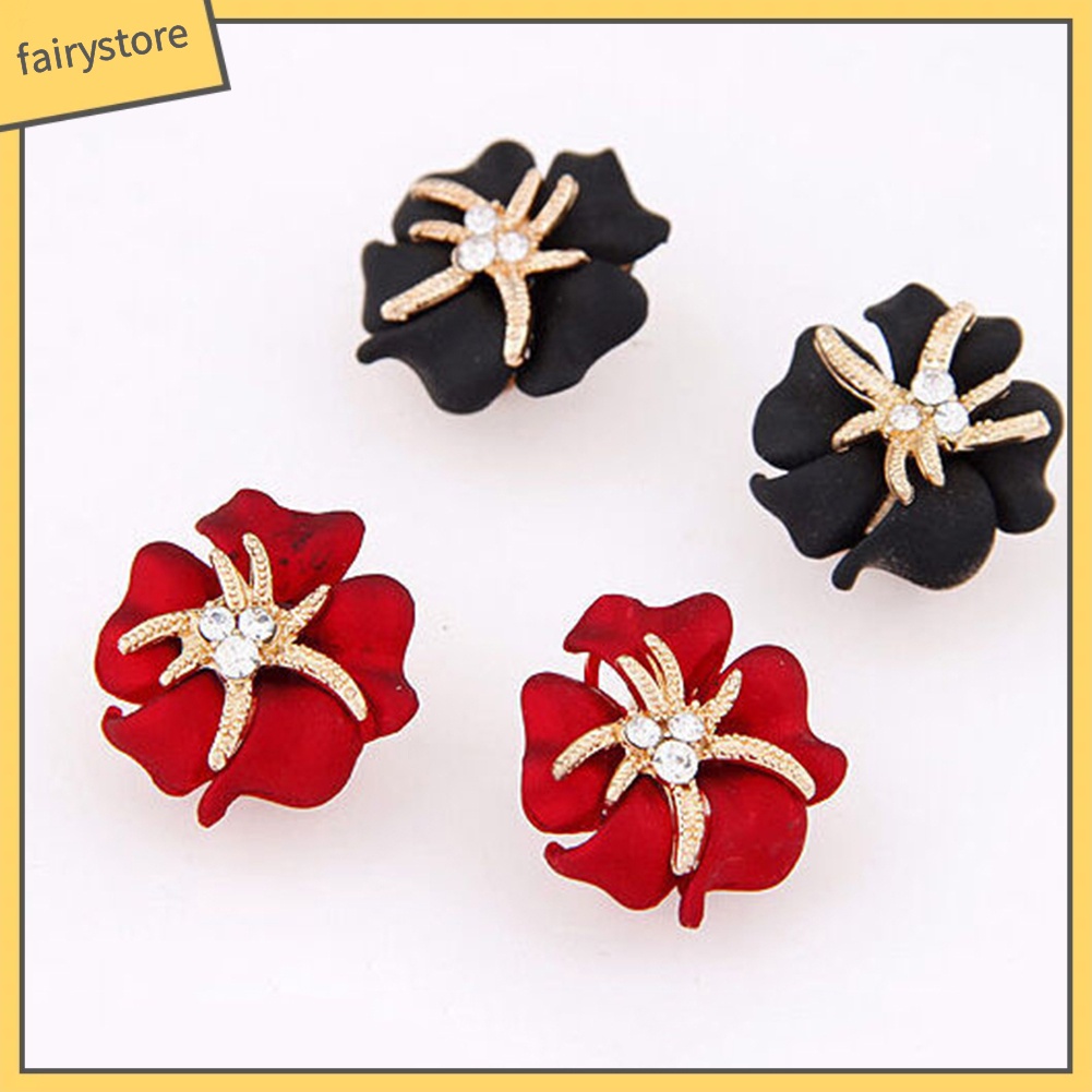 Bông Tai Hình Hoa / Sao Biển Đính Đá Lấp Lánh Thanh Lịch Dành Cho Cô Dâu