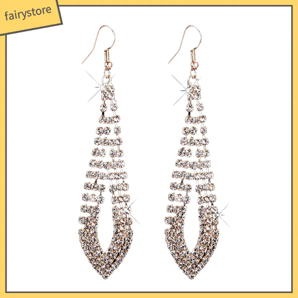 Đôi Khuyên Tai Dài Đính Đá Thời Trang Cho Nữ