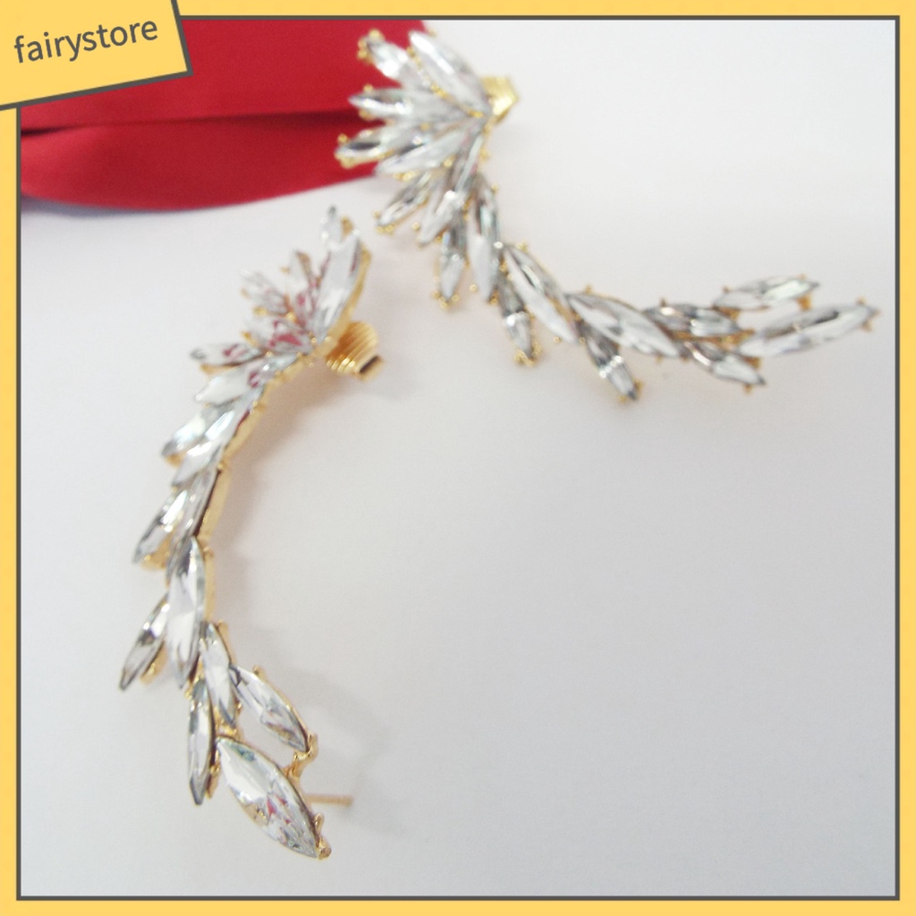 [FRO] 1 Khuyên Tai Tích Hợp Kẹp Đính Đá Thanh Lịch Thời Trang Cho Nữ