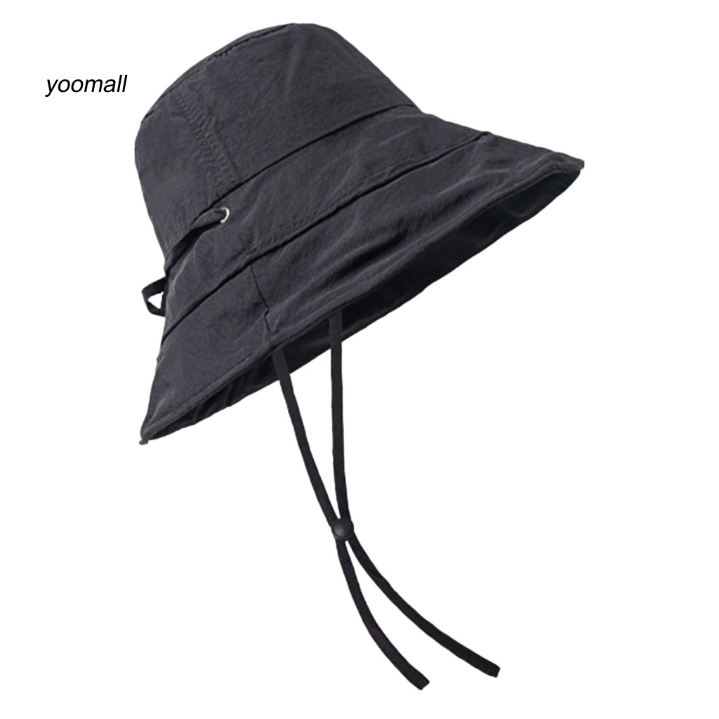 Nón Tai Bèo Mỏng Chống Nắng / Gió Xếp Ly Màu Trơn Thoáng Khí Có Dây Thừng Có Thể Giặt Rửa Cho Nữ
