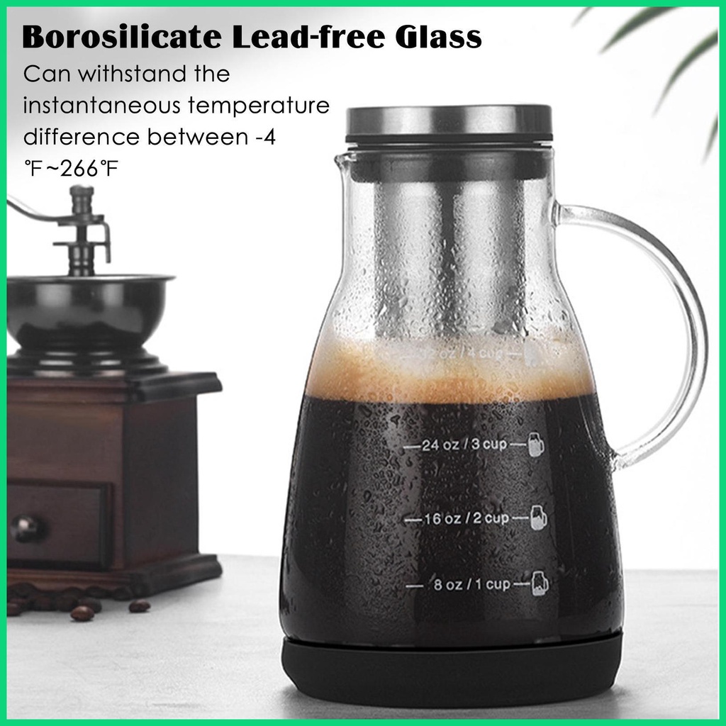 Bình Làm Cà Phê 960ml Bằng Thủy Tinh Chống Rò Rỉ Thiết Kế Đơn Giản Dùng Tại Nhà