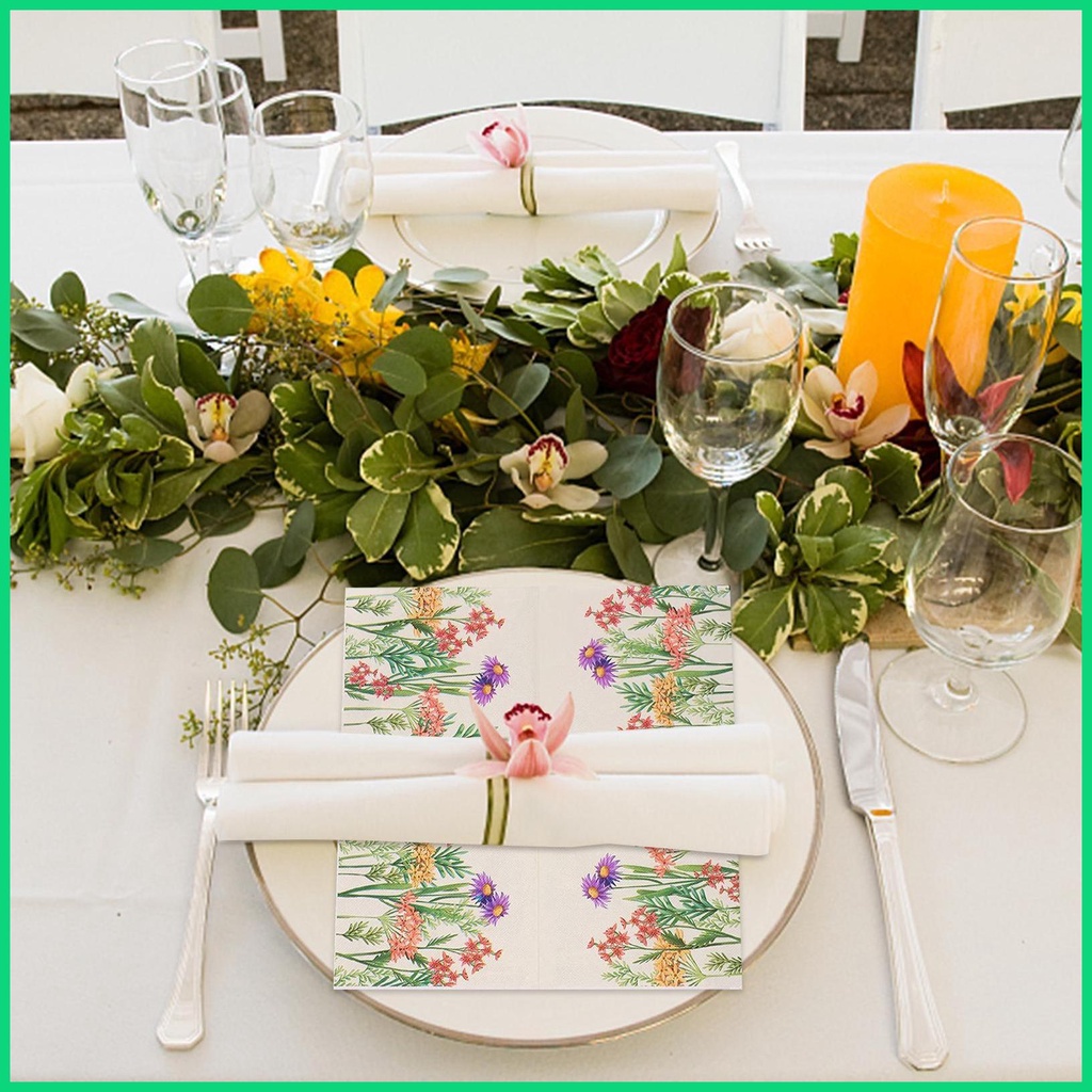 Bộ 20 Khăn Ăn Bằng Giấy Họa Tiết Hoa Thân Thiện Với Da Dùng Khi Đi Tắm / Làm Cocktail