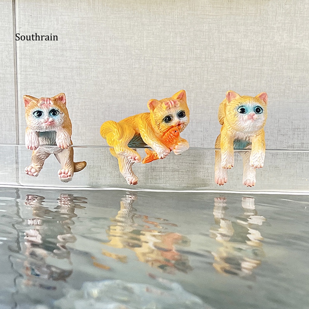 Set 3 Phụ Kiện Trang Trí Bể Cá Hình Mèo Hoạt Hình Đáng Yêu