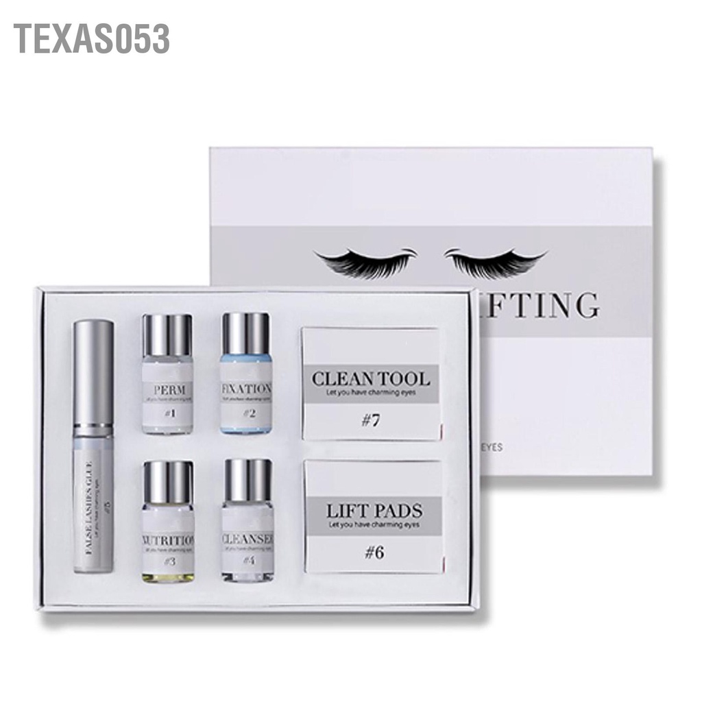 Texas053 Bộ uốn mi dụng cụ nâng vĩnh viễn với miếng silicon để làm đẹp