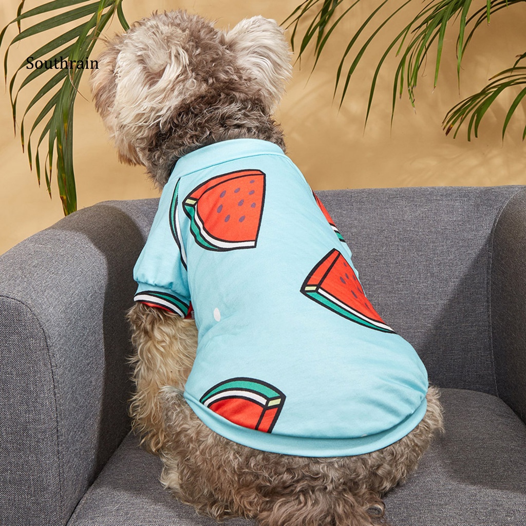 Áo Thun Bằng Polyester Chống Nhăn Thoáng Khí In Họa Tiết Trái Cây Cho Thú Cưng