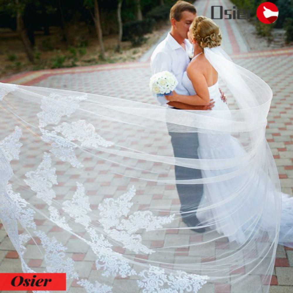 Osier1 Mạng Che Mặt Cô Dâu Kèm Lược Dài 300cm Một Ngón Tay Dùng Trong Tiệc Cưới