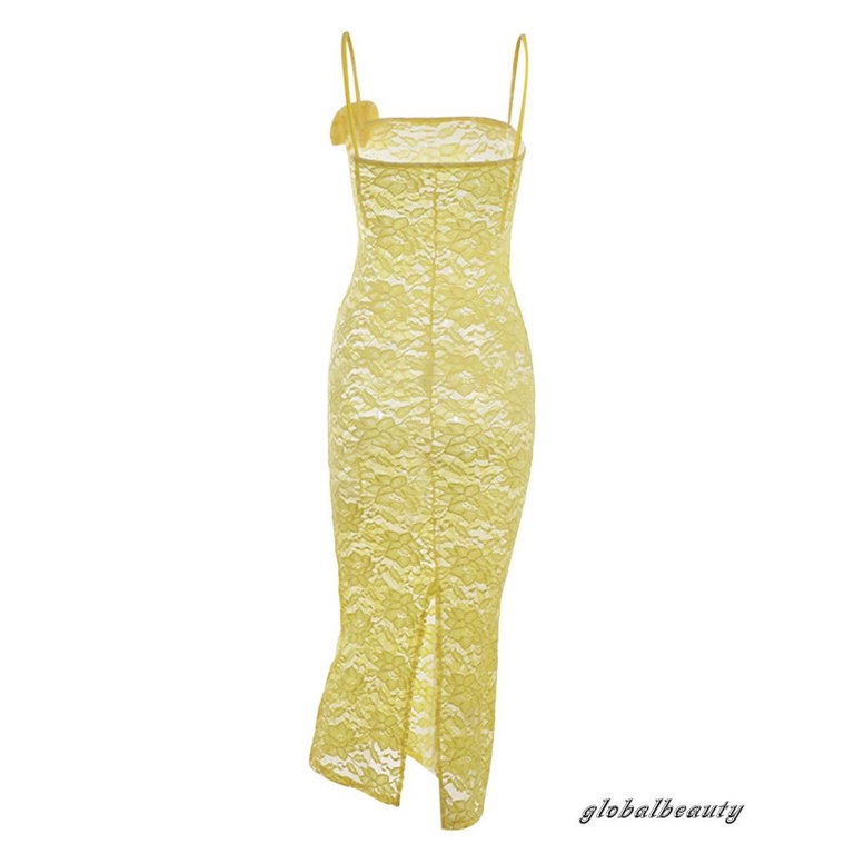 Đầm Dài Không Tay Nhìn Xuyên Thấu Họa Tiết Hoa Thời Trang Mùa Hè Cho Nữ