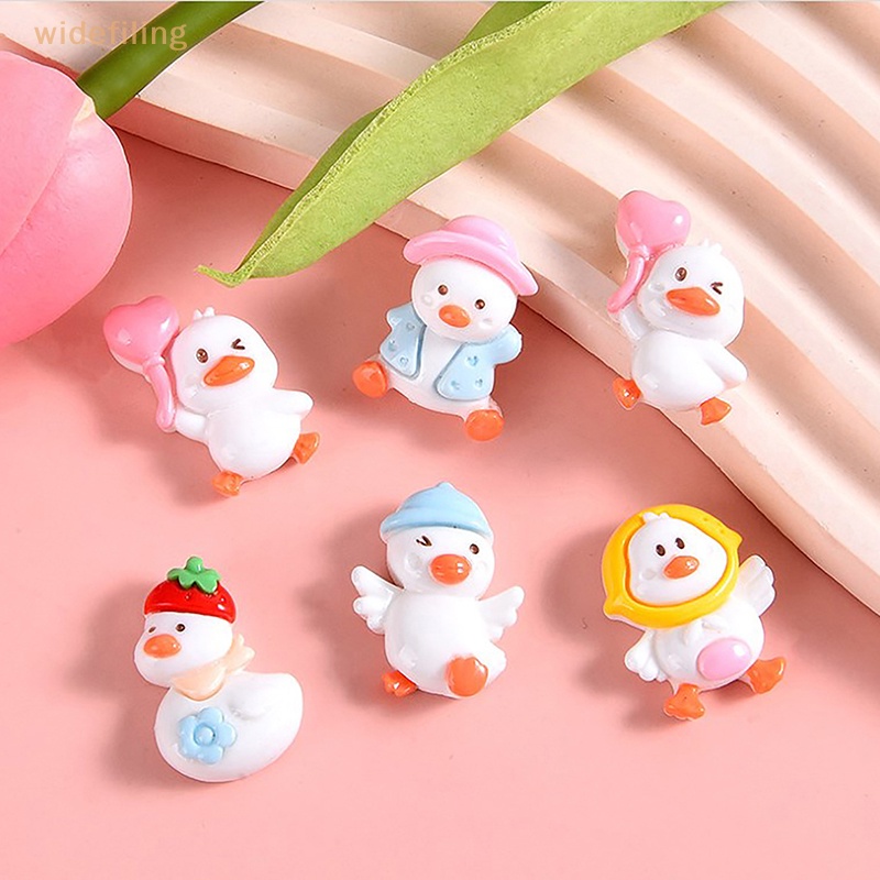 Set 10 Phụ Kiện Kẹp Tóc Hình Chú Vịt Nhỏ Bằng Nhựa Resin Dễ Thương Diy