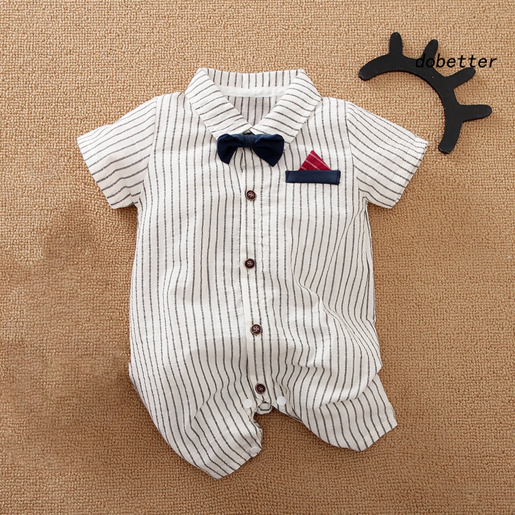 Bộ Đồ Ngủ Liền Thân Tay Ngắn Phong Cách Quý Ông Thời Trang Xuân Hè Cho Bé Sơ Sinh